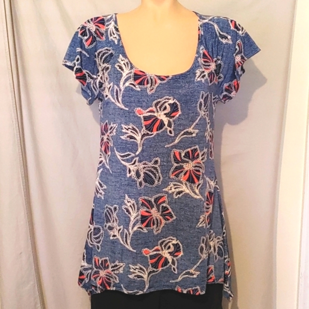 Flutter sleeve denim style multi Top